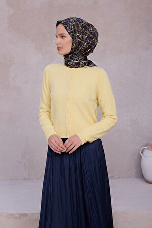 Geometrik Desen İpek Twill Eşarp 4214D01