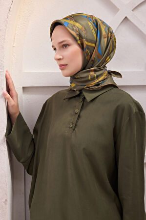 Ekose Kemer Desen İpek Twill Eşarp 4200D01 81