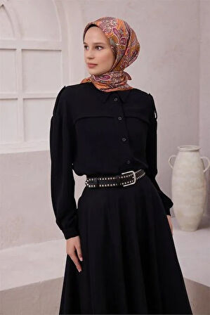 Belli Tivil Saf İpek Eşarp 4202 - 54 Turuncu Etnik Desen