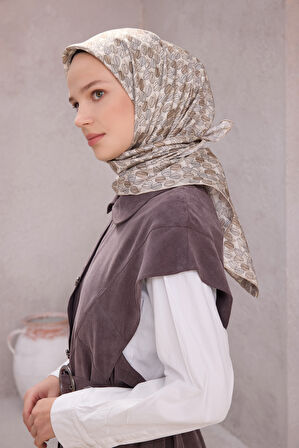 Çiçek Desen İpek Twill Eşarp 4204D01