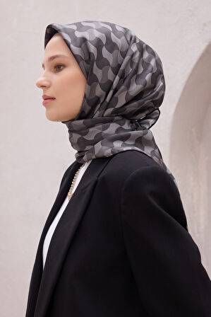 Geometrik Desen İpek Twill Eşarp 4211D01