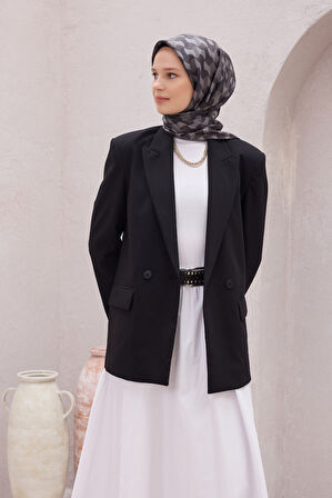 Geometrik Desen İpek Twill Eşarp 4211D01