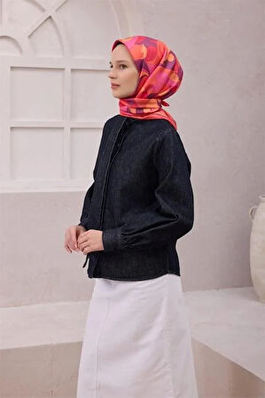 Belli Tivil Saf İpek Eşarp 4213 - 81 Mercan Soyut Desen