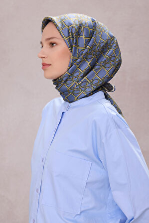 Geometrik Desen İpek Twill Eşarp 4214D01 02
