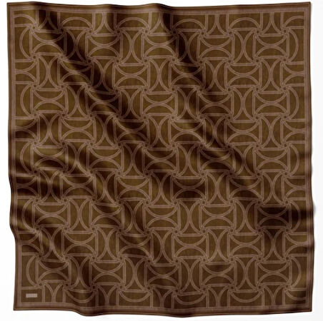 Belli Tivil Saf İpek Eşarp 4221 - 84 Kahverengi Soyut Desen