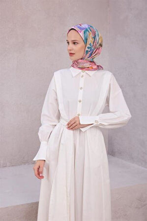 Belli Tivil Saf İpek Eşarp 4216 - 07 Pembe Karışık Desen