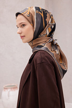 Obje Desen İpek Twill Eşarp 4205D01 83