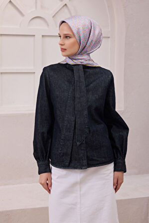 Çiçek Desen İpek Twill Eşarp 4208D01