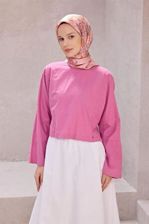 Belli Tivil Saf İpek Eşarp 4207 - 14 Açık Pembe Çiçek Desen