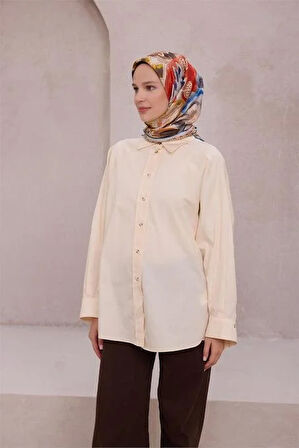 Belli Tivil Saf İpek Eşarp 4216 - 05 Açık Mavi Soyut Desen