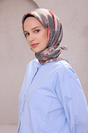 Çiçek Desen İpek Twill Eşarp 4210D01