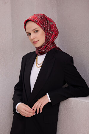 Ekose Desen İpek Twill Eşarp 4218D01