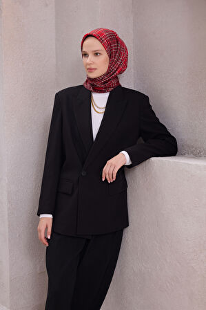 Ekose Desen İpek Twill Eşarp 4218D01
