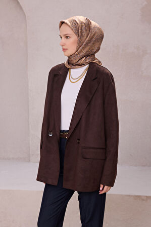 Geometrik Desen İpek Twill Eşarp 4214D01