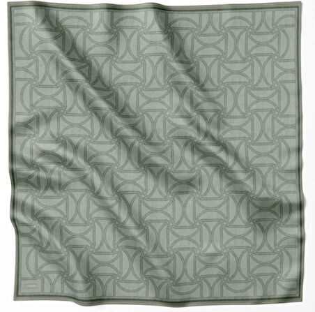 Belli Tivil Saf İpek Eşarp 4221 - 34 Koyu Yeşil Soyut Desen