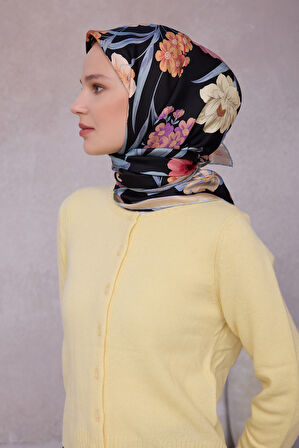 Çiçek Desen İpek Twill Eşarp 4219D01