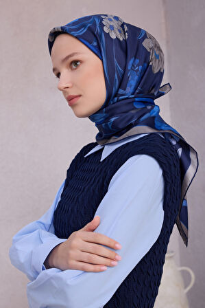 Çiçek Desen İpek Twill Eşarp 4219D01