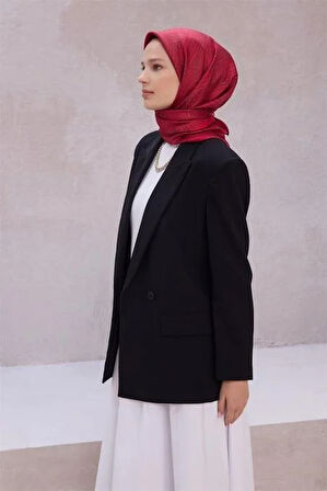 Belli Tivil Saf İpek Eşarp 4209 - 50 Kırmızı Soyut Desen