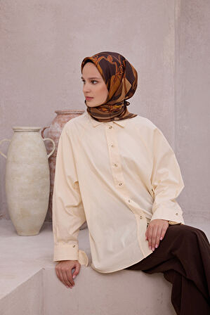 Ekose Kemer Desen İpek Twill Eşarp 4206D01