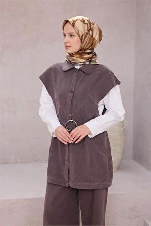 Belli Tivil Saf İpek Eşarp 4206 - 01 Vizon Ekose Desen