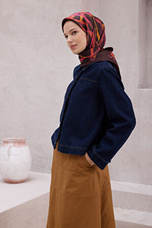 Ekose Kemer Desen İpek Twill Eşarp 4200D01 82