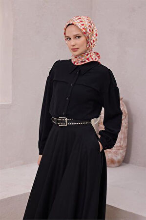 Belli Tivil Saf İpek Eşarp 4223 - 35 Turuncu Harf Desen