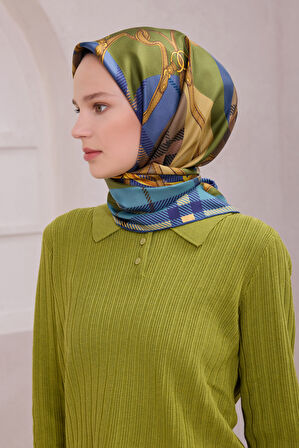 Ekose Kemer Desen İpek Twill Eşarp 4206D01 52