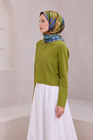 Ekose Kemer Desen İpek Twill Eşarp 4206D01 52