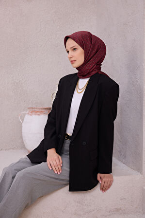 Geometrik Desen İpek Twill Eşarp 4215D01
