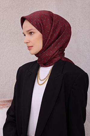 Geometrik Desen İpek Twill Eşarp 4215D01