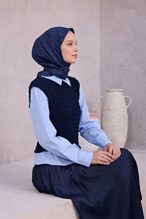 Geometrik Desen İpek Twill Eşarp 4215D01