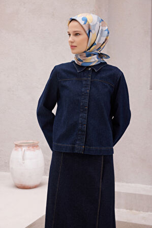 Geometrik Desen İpek Twill Eşarp 4213D01