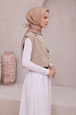 Belli Tivil Saf İpek Eşarp 4215 - 58 Turkuaz Geometrik Desen