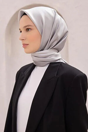 Belli Tivil Saf İpek Eşarp 4224 - 58 Gri Degrade Desen