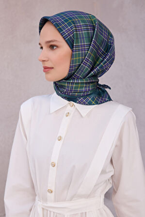Ekose Desen İpek Twill Eşarp 4218D01 50