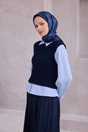 Ekose Desen İpek Twill Eşarp 4218D01