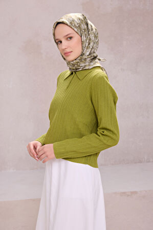 Çiçek Desen İpek Twill Eşarp 4204D01