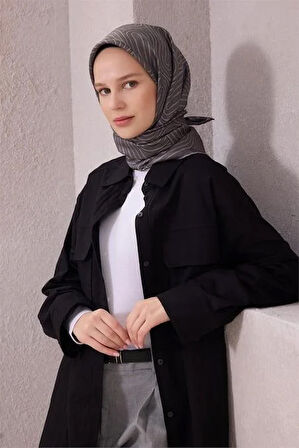 Belli Tivil Saf İpek Eşarp 4209 - 88 Füme Soyut Desen