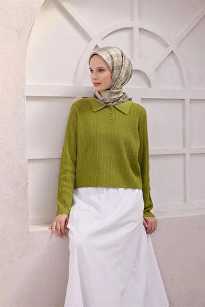 Belli Tivil Saf İpek Eşarp 4218 - 55 Yeşil Ekose Desen