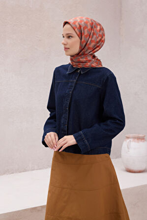 Geometrik Desen İpek Twill Eşarp 4211D01