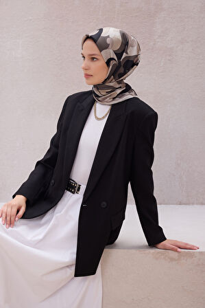 Geometrik Desen İpek Twill Eşarp 4213D01