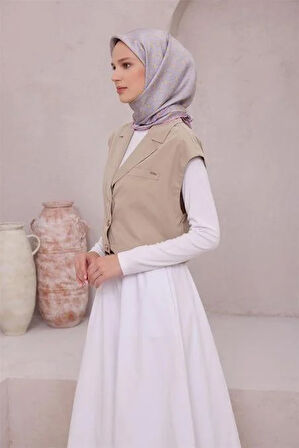 Belli Tivil Saf İpek Eşarp 4215 - 54 Lila Geometrik Desen