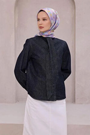 Belli Tivil Saf İpek Eşarp 4210 - 50 Lila Çiçek Desen