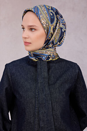 Çiçek Desen İpek Twill Eşarp 4210D01