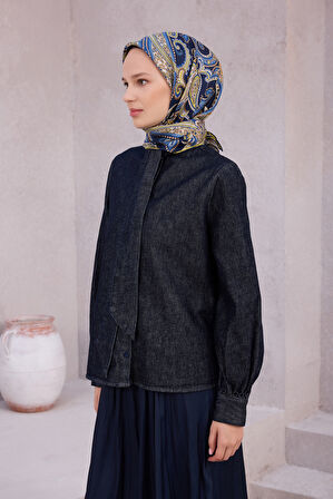 Çiçek Desen İpek Twill Eşarp 4210D01