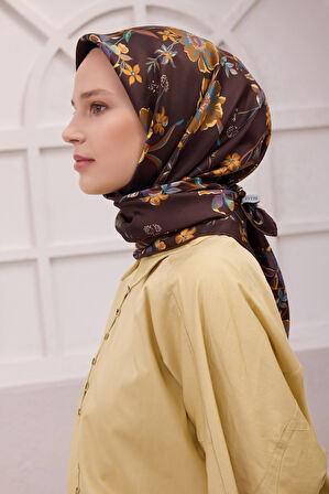 Çiçek Desen İpek Twill Eşarp 4210D01