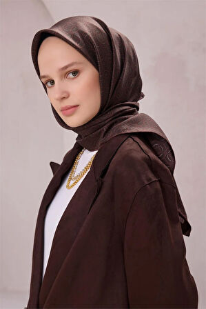 Geometrik Desen İpek Twill Eşarp 4215D01