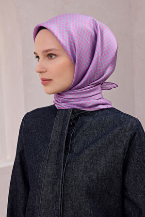 Çiçek Desen İpek Twill Eşarp 4203D01