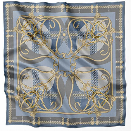 Ekose Kemer Desen İpek Twill Eşarp 4206D01