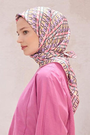 Belli Tivil Saf İpek Eşarp 4223 - 81 Pembe Harf Desen